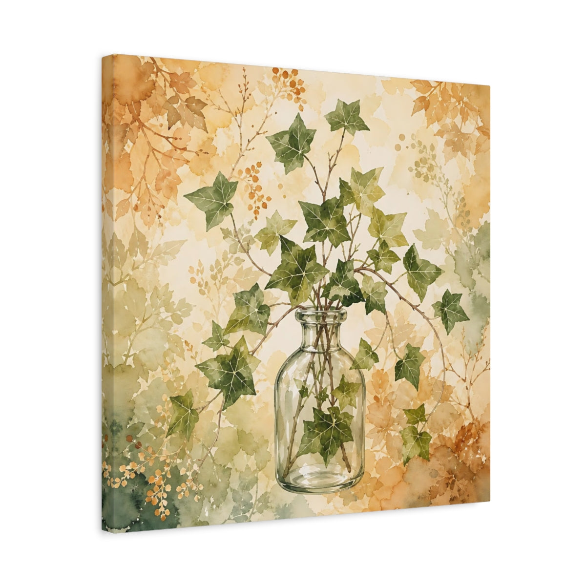 Side Mockup 5. Nature Ivy Green Ivy Botanical shown as stretched canvas wall art