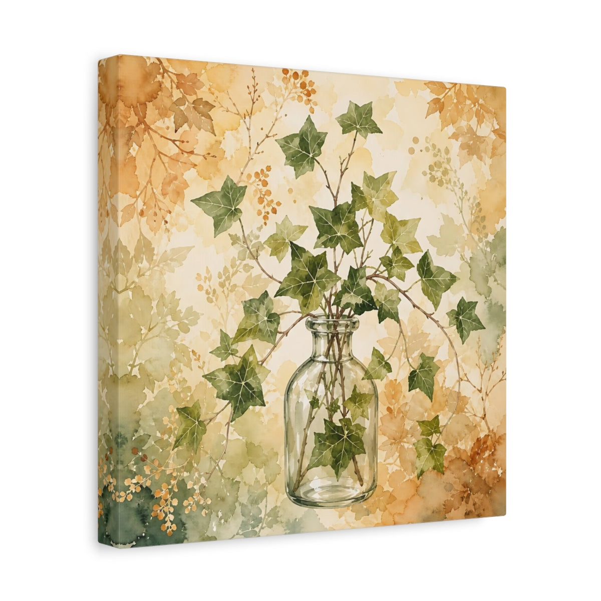 Side Mockup 8. Nature Ivy Green Ivy Botanical shown as stretched canvas wall art