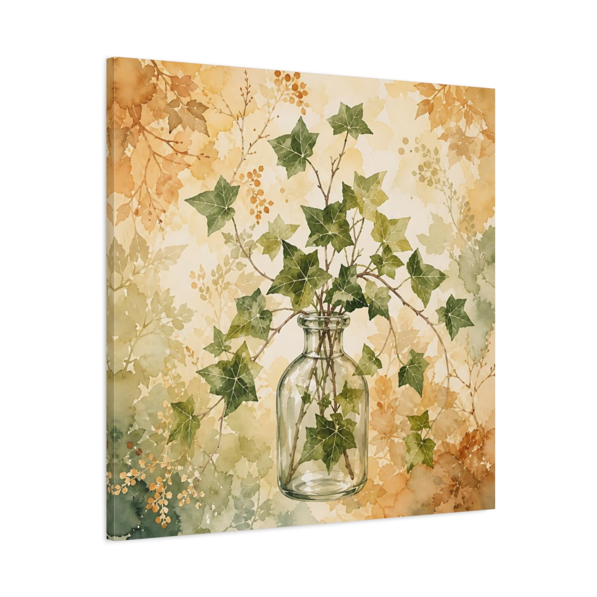 Main Mockup. Nature Ivy Green Ivy Botanical shown as stretched canvas wall art