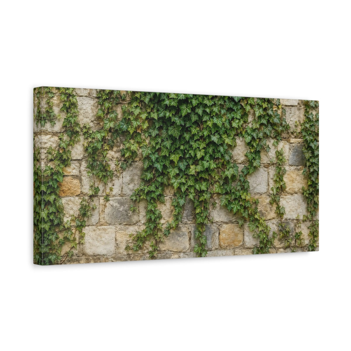 Side Mockup 3. Nature Ivy Vines Green Ivy Wall shown as stretched canvas wall art