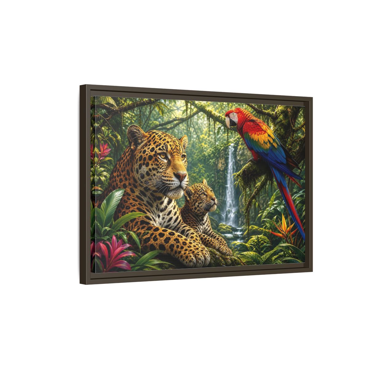 Side Mockup 2. Nature Jaguars Jungle Animals shown as stretched canvas wall art