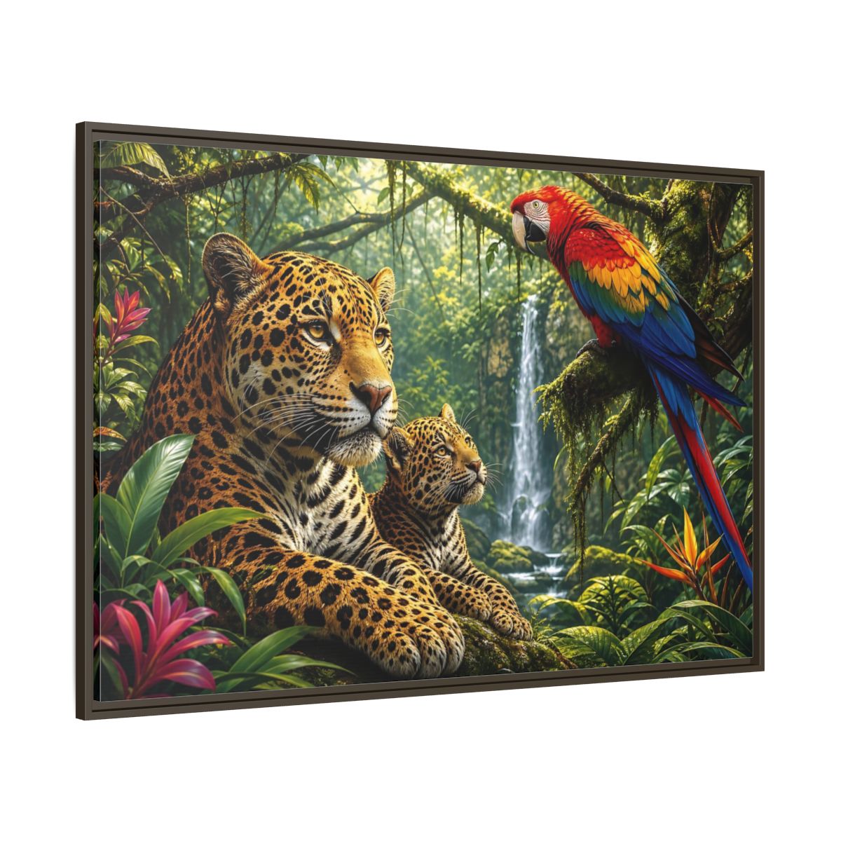 Side Mockup 8. Nature Jaguars Jungle Animals shown as stretched canvas wall art