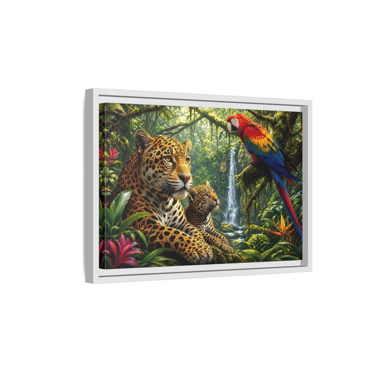 Side Mockup 4. Nature Jaguars Jungle Animals shown as stretched canvas wall art