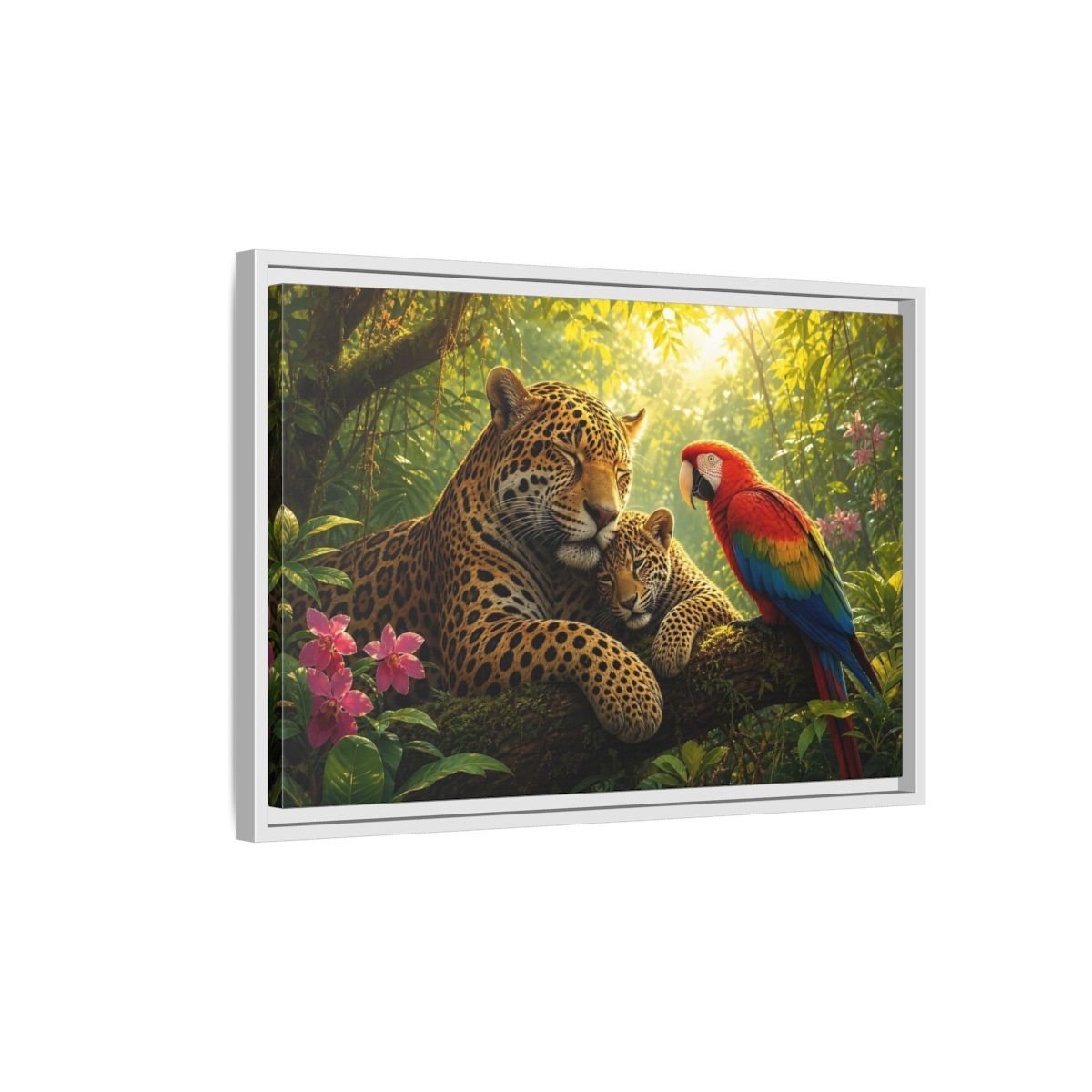 Nature Jaguars Jungle Animals Framed Canvas Wall Art Print – Realistic Living Room, Above Sofa - YesArtYes