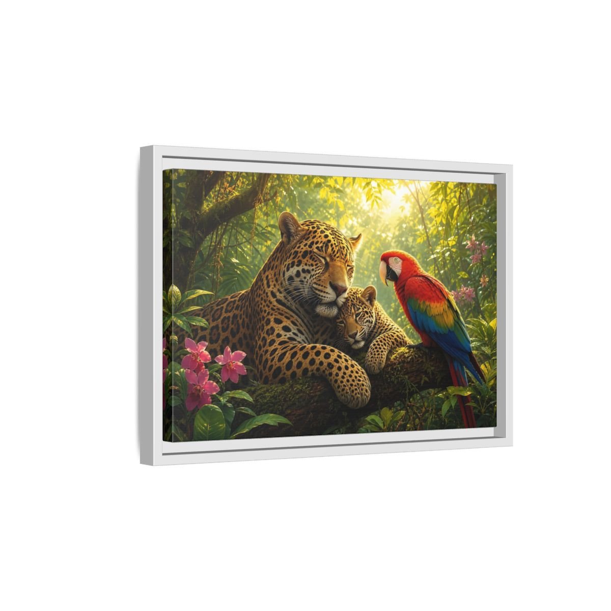 Nature Jaguars Jungle Animals Framed Canvas Wall Art Print – Realistic Living Room, Above Sofa - YesArtYes