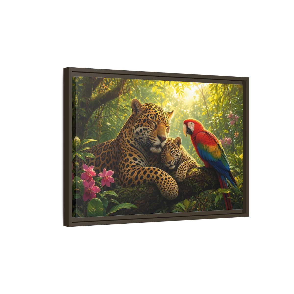 Side Mockup 2. Nature Jaguars Jungle Animals shown as stretched canvas wall art