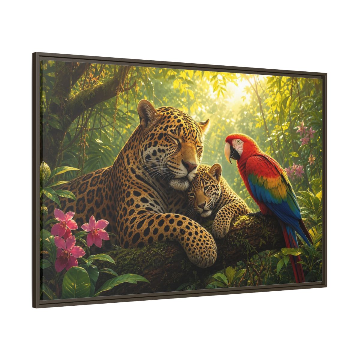 Side Mockup 8. Nature Jaguars Jungle Animals shown as stretched canvas wall art