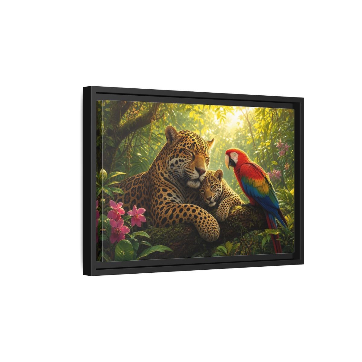 Side Mockup 6. Nature Jaguars Jungle Animals shown as stretched canvas wall art