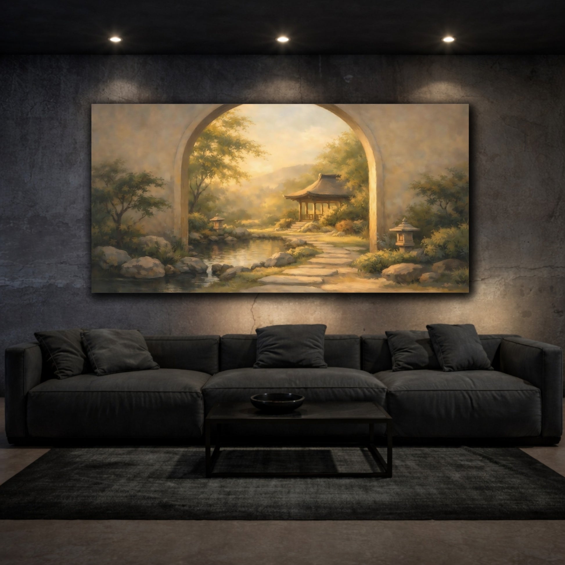 Mockup 2. Nature Japanese Garden Japanese Garden shown as stretched canvas wall art
