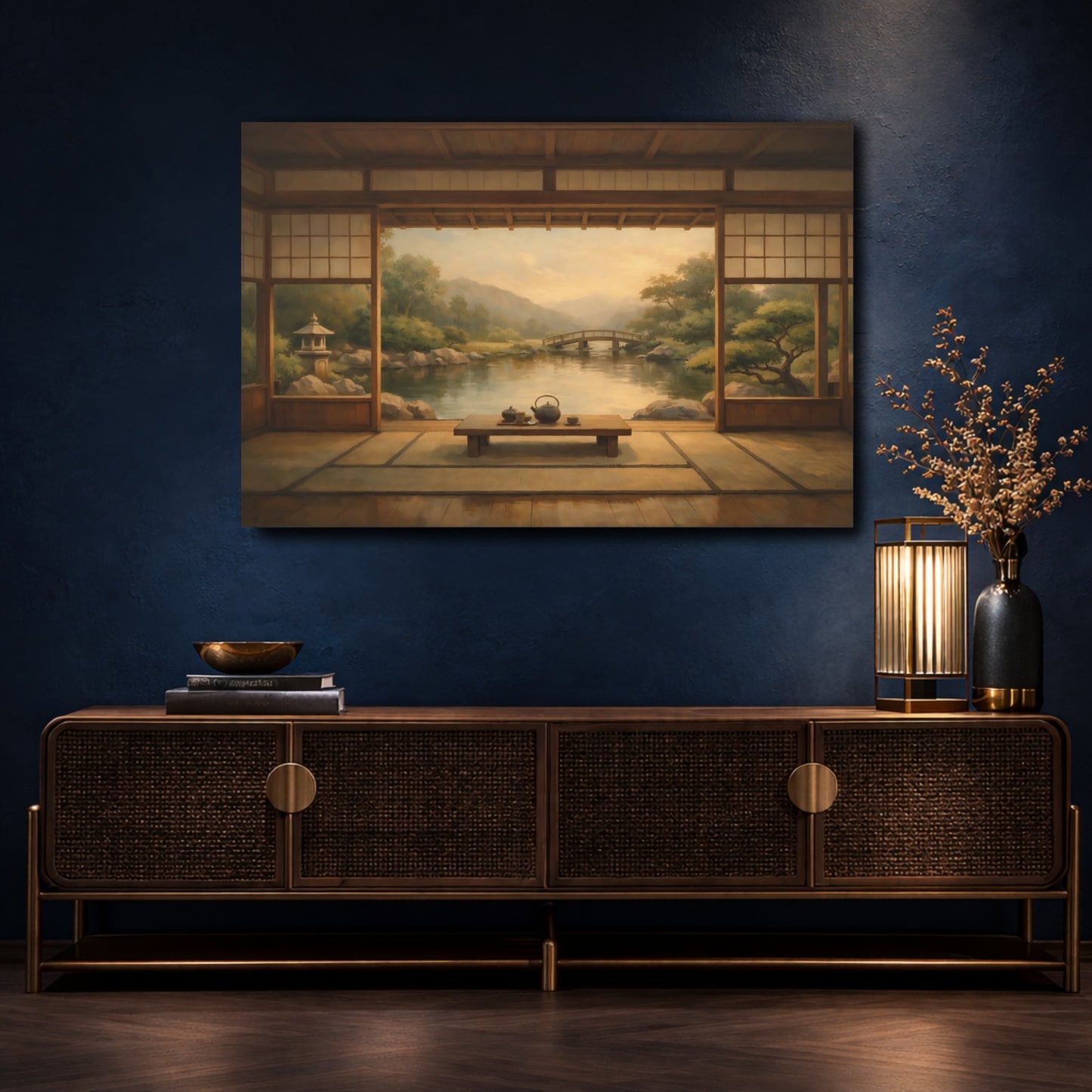 Mockup 4. Nature Japanese Garden Zen Garden shown as stretched canvas wall art