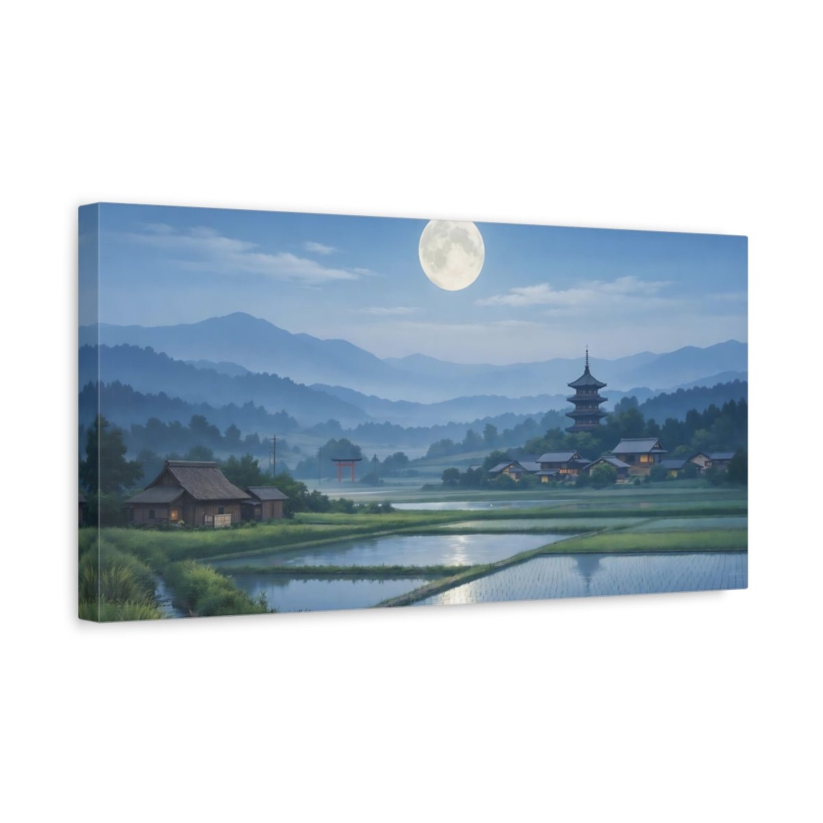 Nature Japanese Landscape Moonlit - Canvas Wall Art Print - YesArtYes