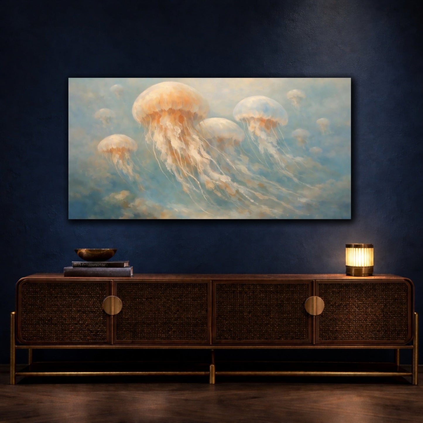 Nature Jellyfish Blue - Canvas Wall Art Print - YesArtYes