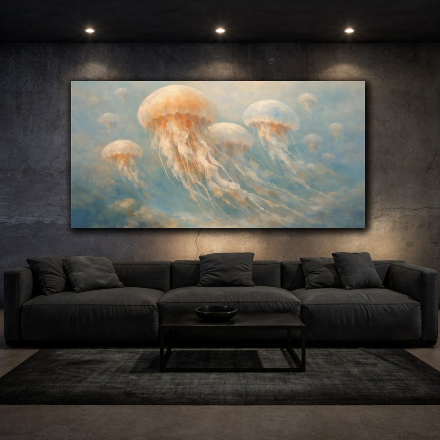 Nature Jellyfish Blue - Canvas Wall Art Print - YesArtYes