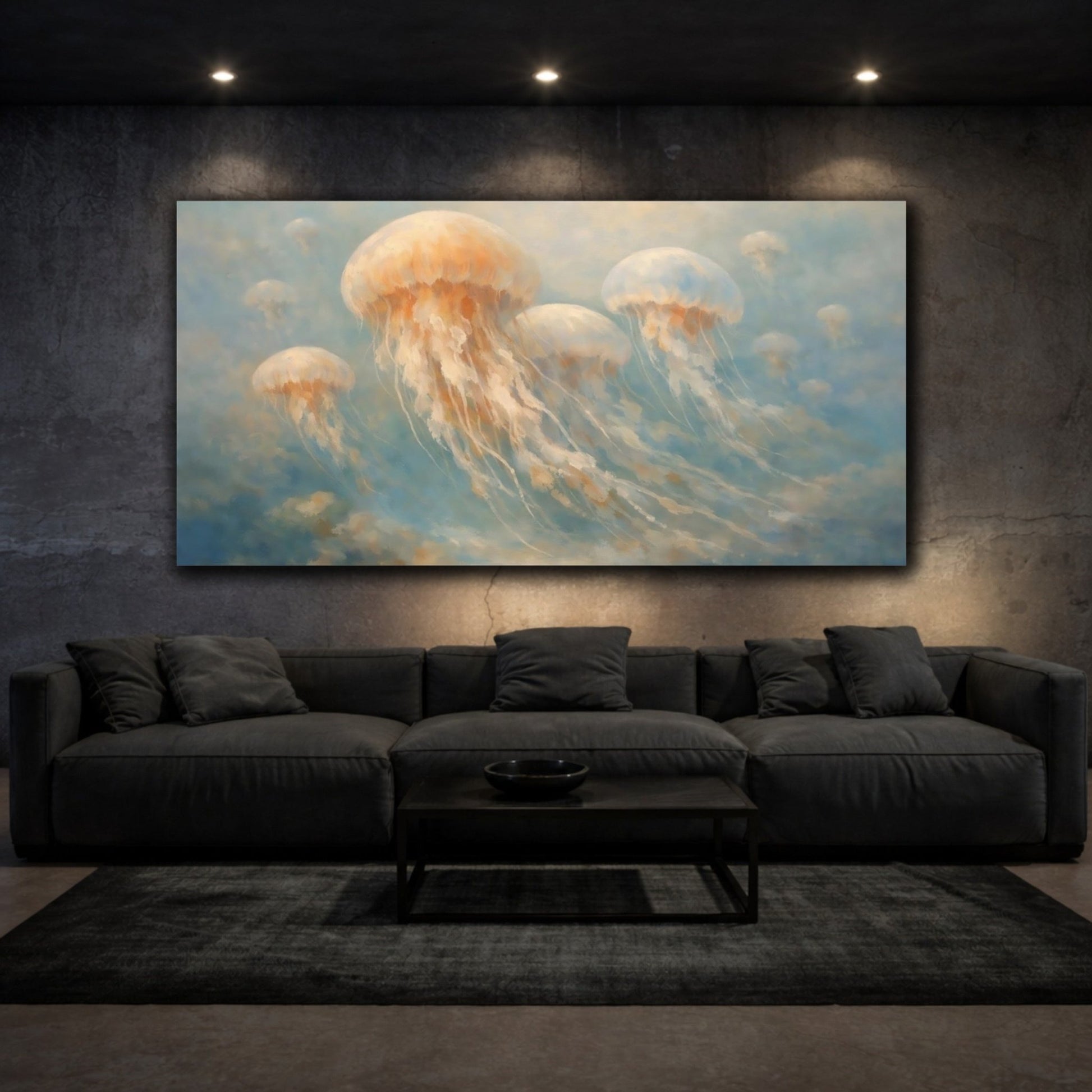Nature Jellyfish Blue - Canvas Wall Art Print - YesArtYes