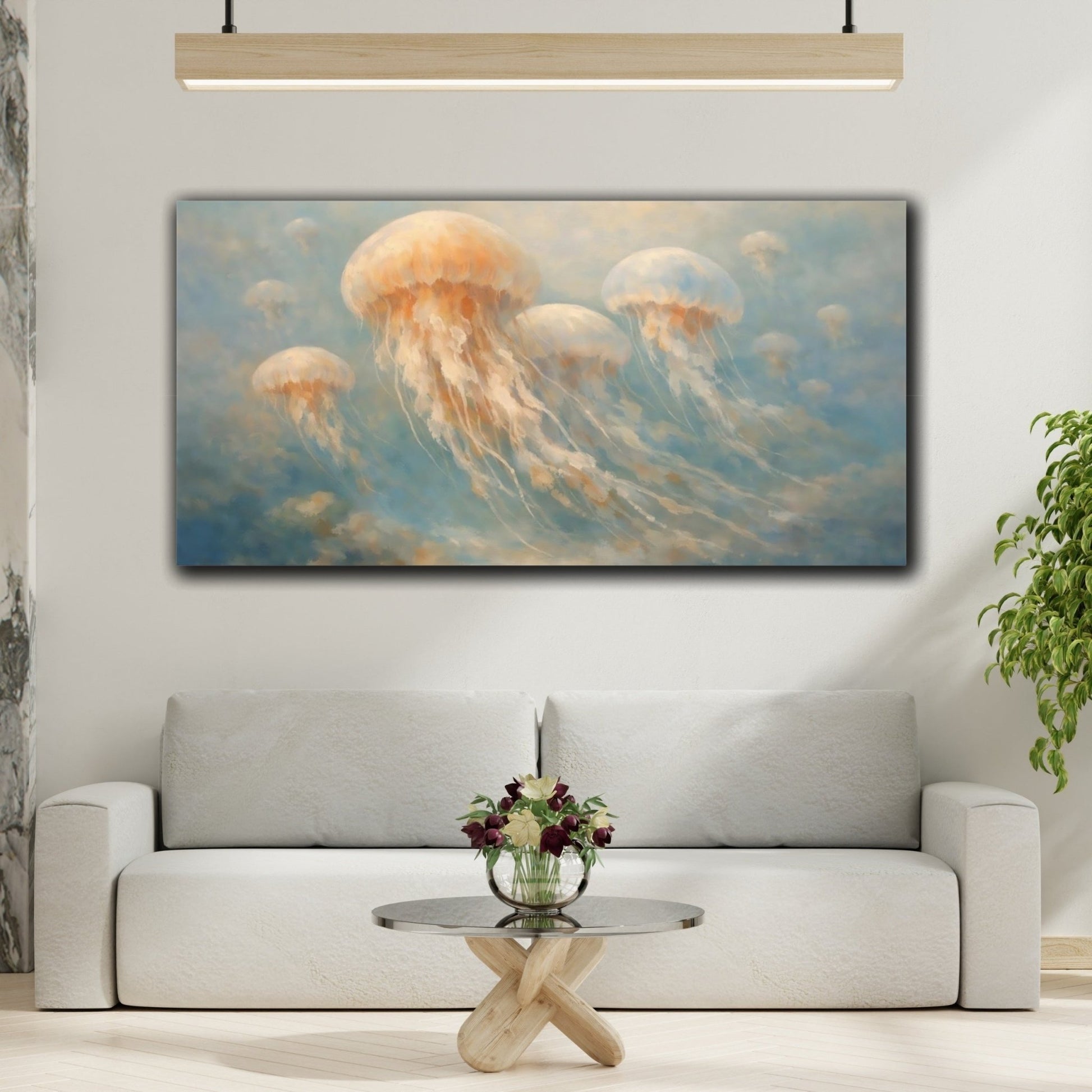 Nature Jellyfish Blue - Canvas Wall Art Print - YesArtYes