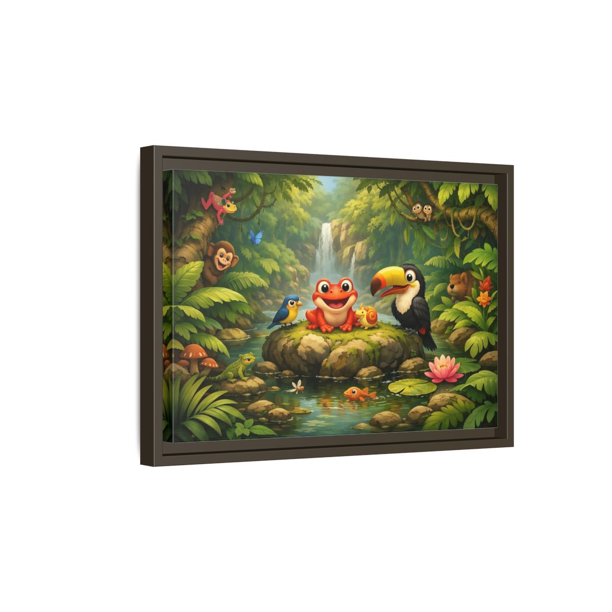Side Mockup 5. Nature Jungle Animals Vibrant Jungle shown as stretched canvas wall art