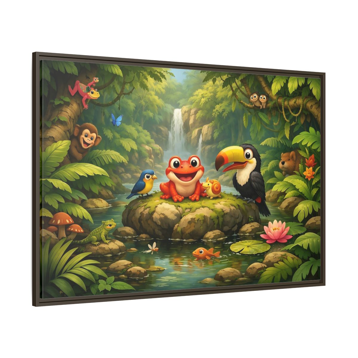 Main Mockup. Nature Jungle Animals Vibrant Jungle shown as stretched canvas wall art
