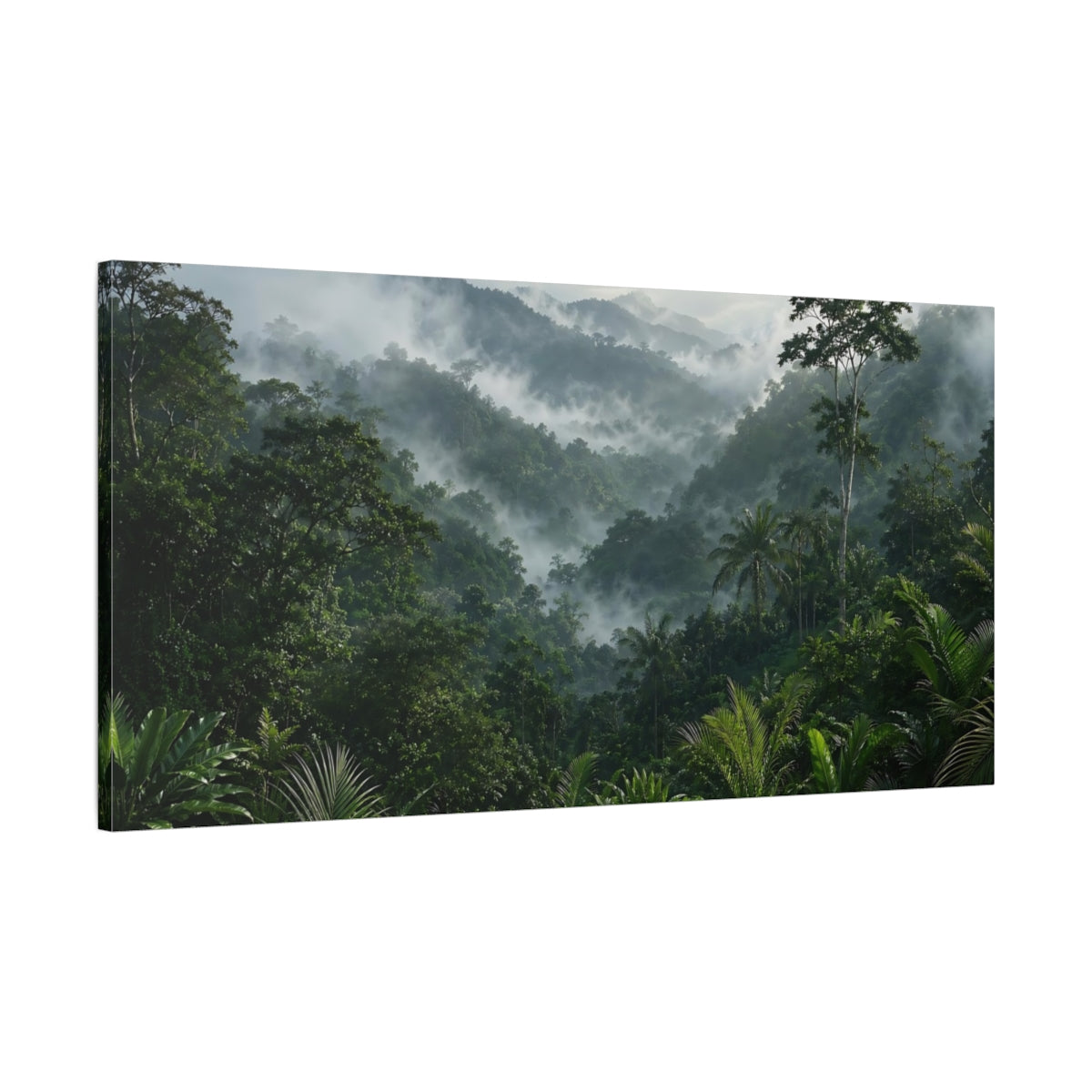 Main Mockup. Nature Jungle Green Forest shown as stretched canvas wall art