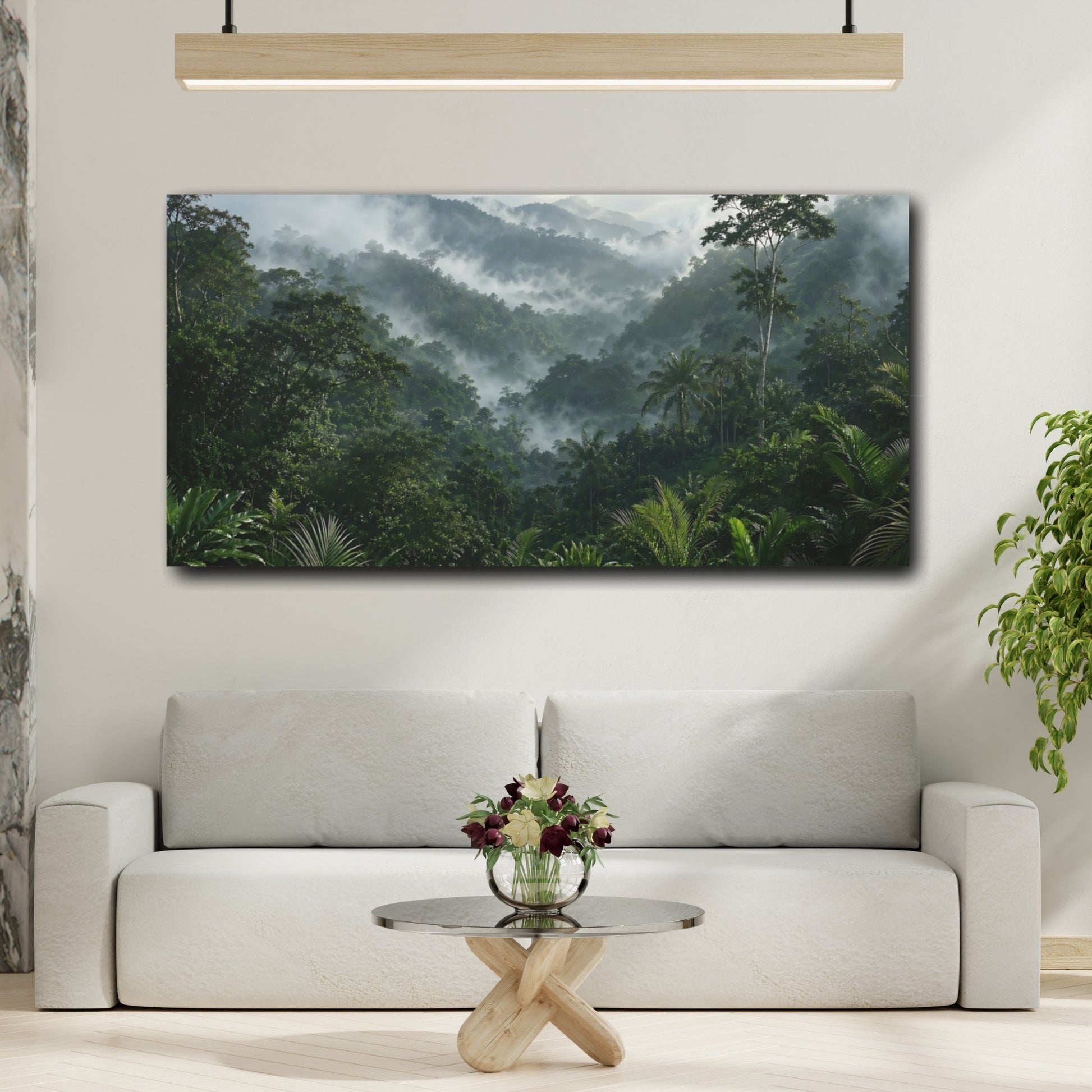 Mockup 3. Nature Jungle Green Forest shown as stretched canvas wall art