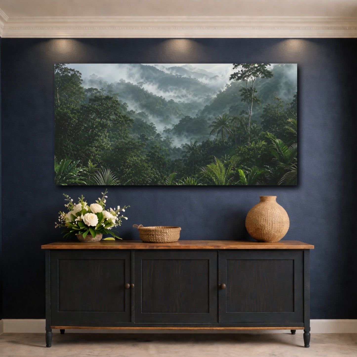 Mockup 4. Nature Jungle Green Forest shown as stretched canvas wall art