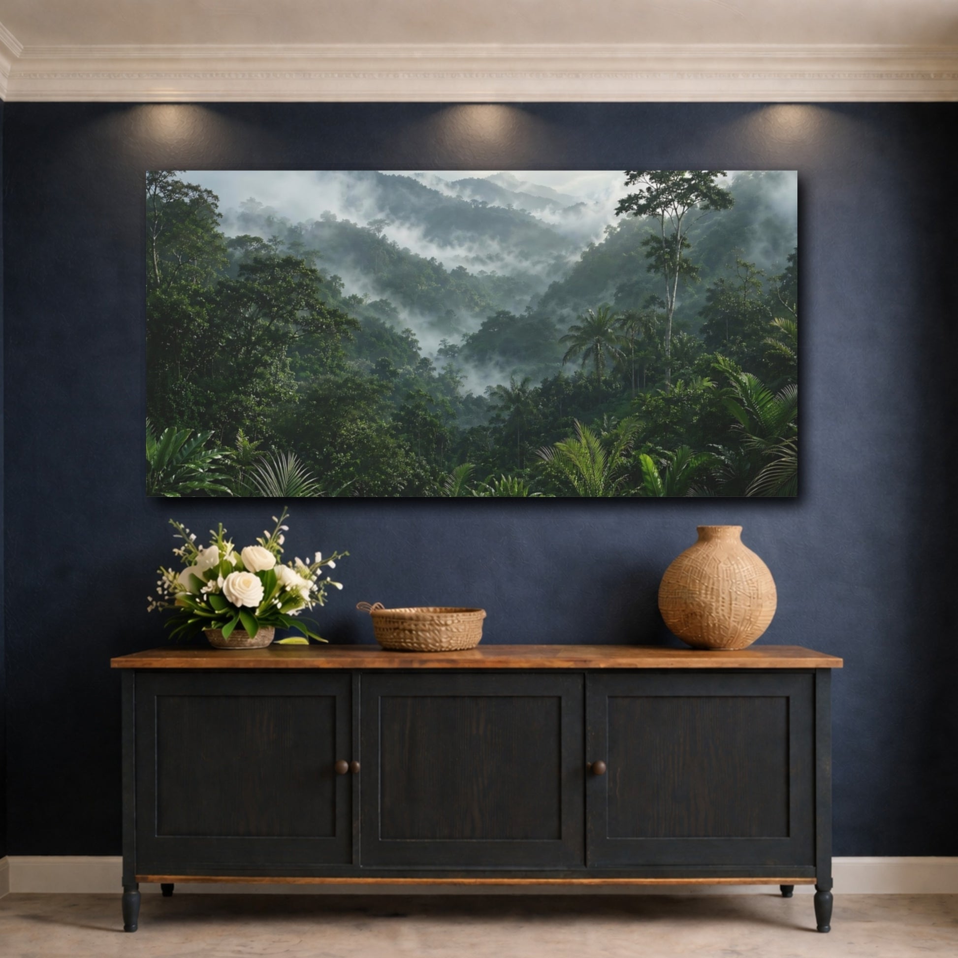 Mockup 4. Nature Jungle Green Forest shown as stretched canvas wall art