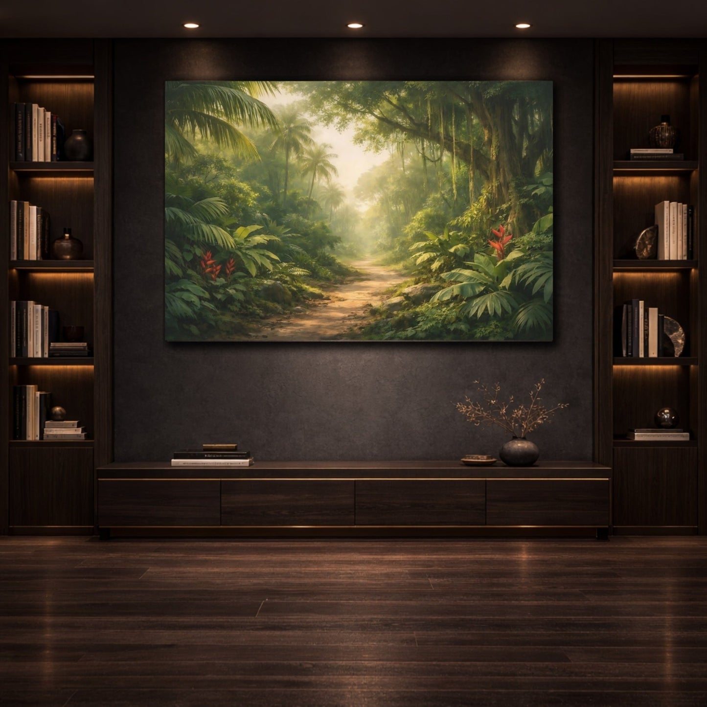 Nature Jungle Path Lush Green - Canvas Wall Art Print - YesArtYes