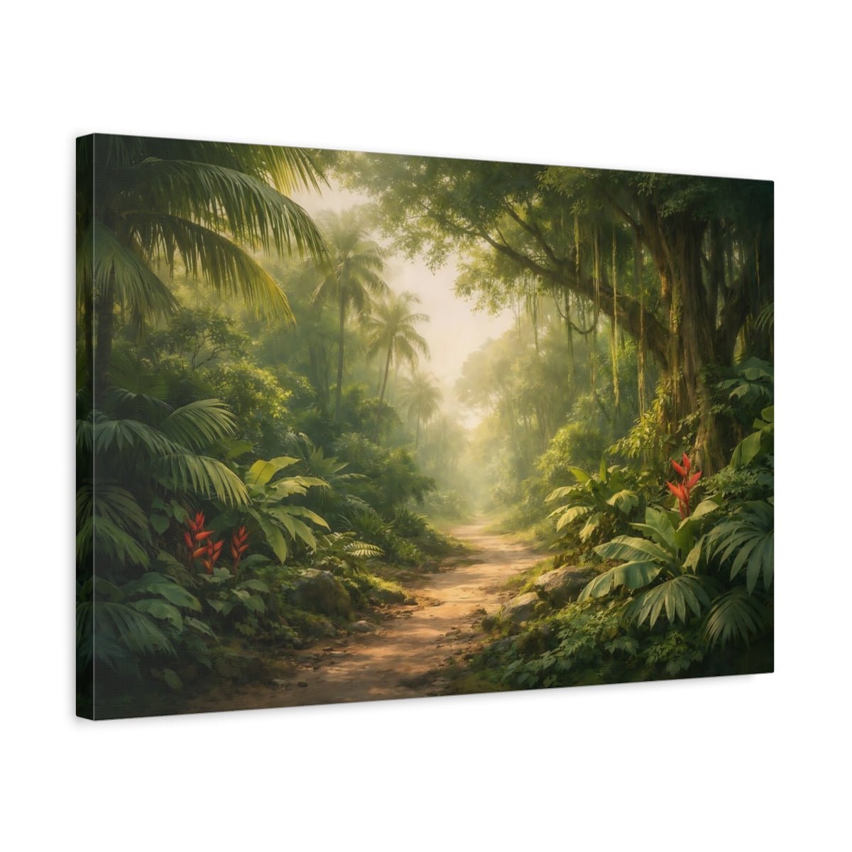 Nature Jungle Path Lush Green - Canvas Wall Art Print - YesArtYes