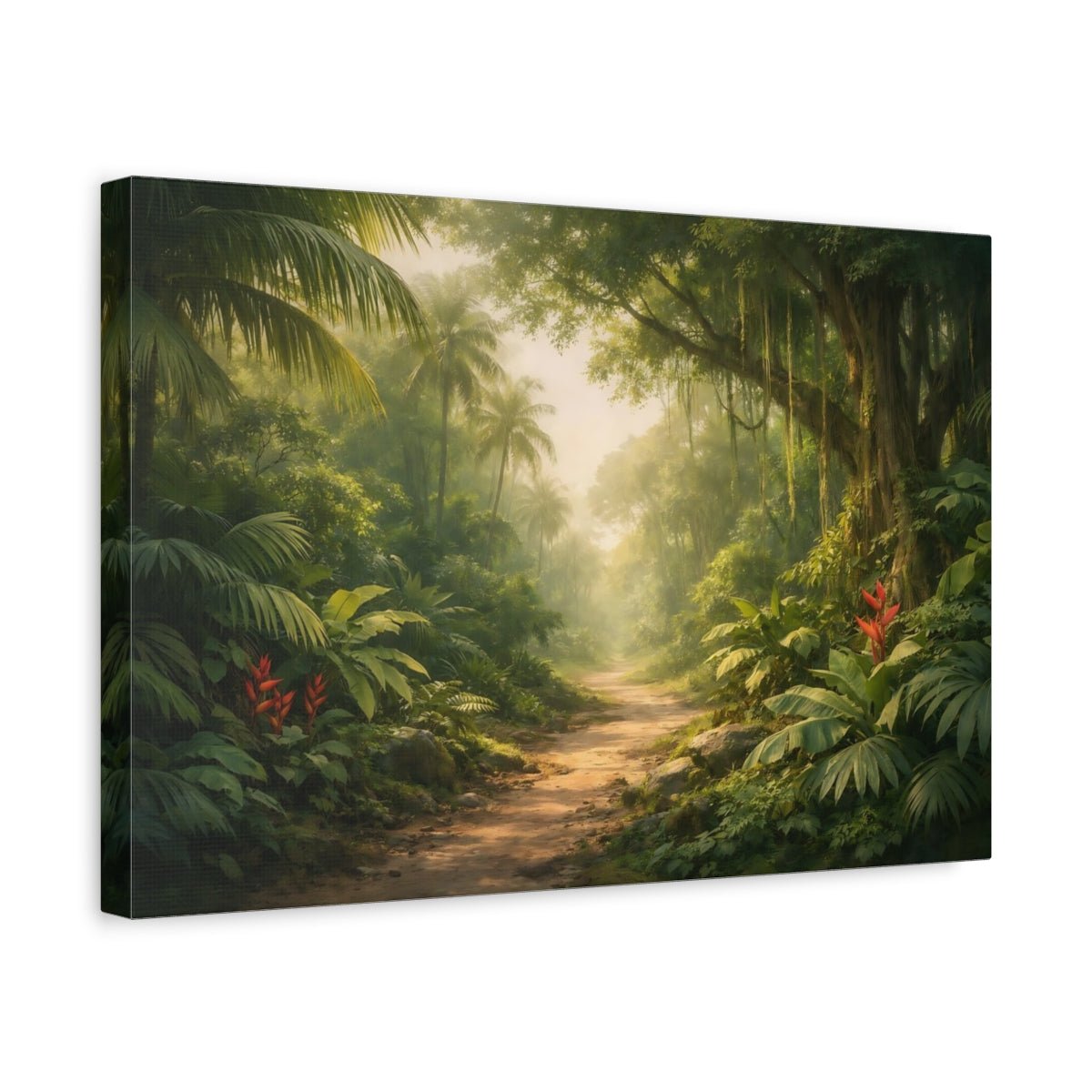 Nature Jungle Path Lush Green - Canvas Wall Art Print - YesArtYes