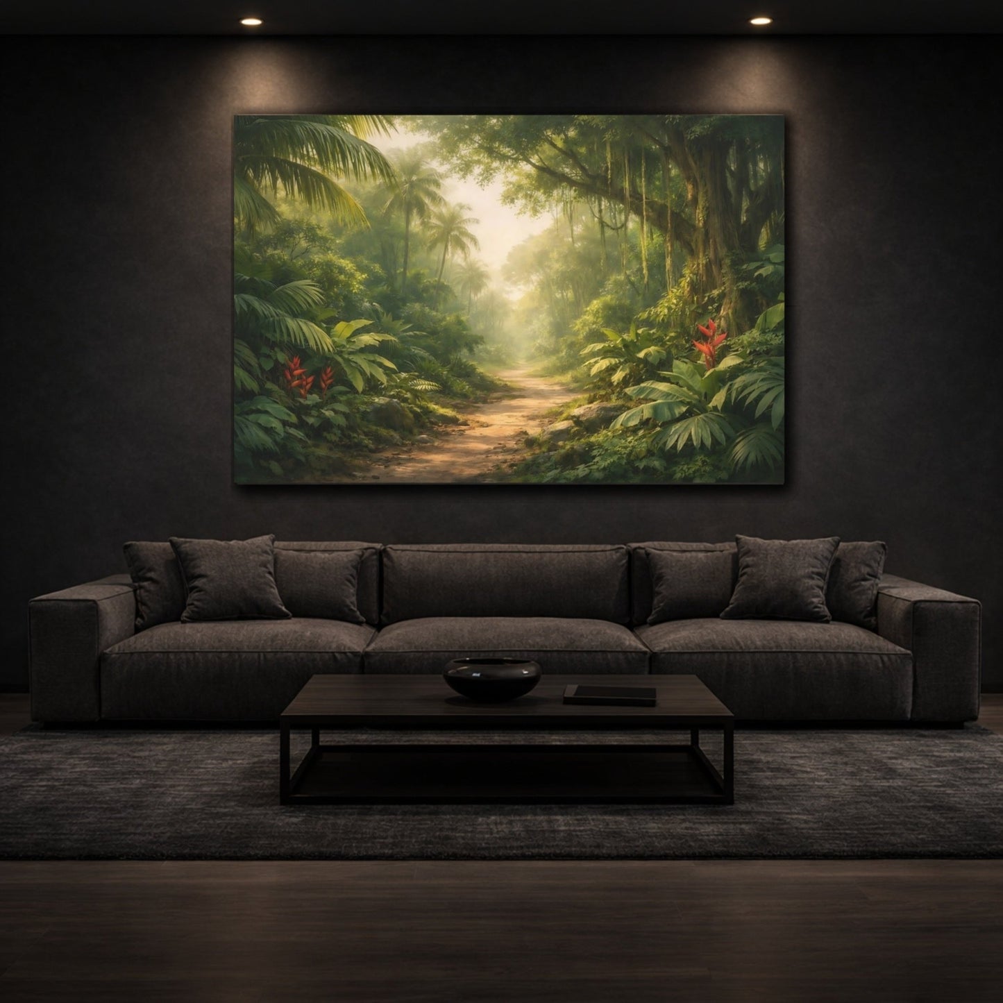 Nature Jungle Path Lush Green - Canvas Wall Art Print - YesArtYes