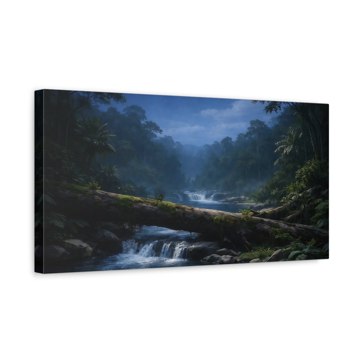 Nature Jungle River Deep Blue - Canvas Wall Art Print - YesArtYes
