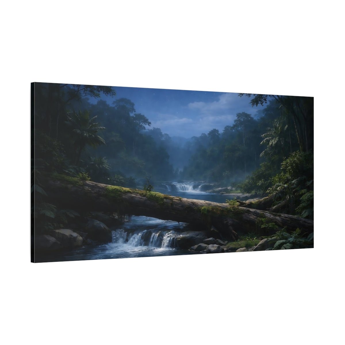 Nature Jungle River Deep Blue - Canvas Wall Art Print - YesArtYes
