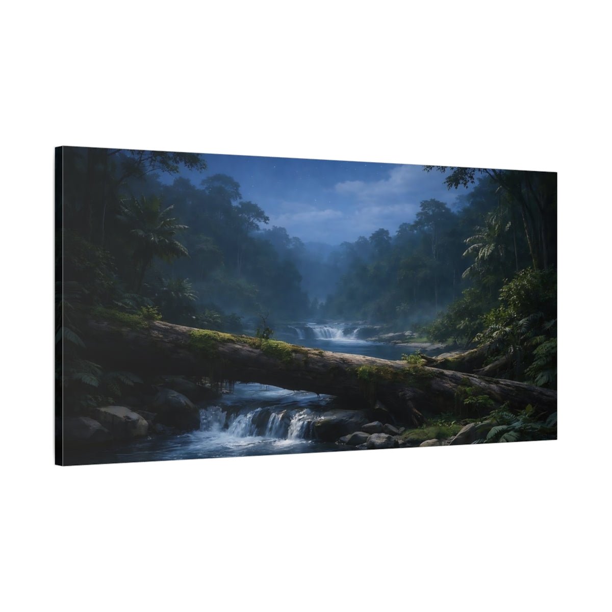 Nature Jungle River Deep Blue - Canvas Wall Art Print - YesArtYes
