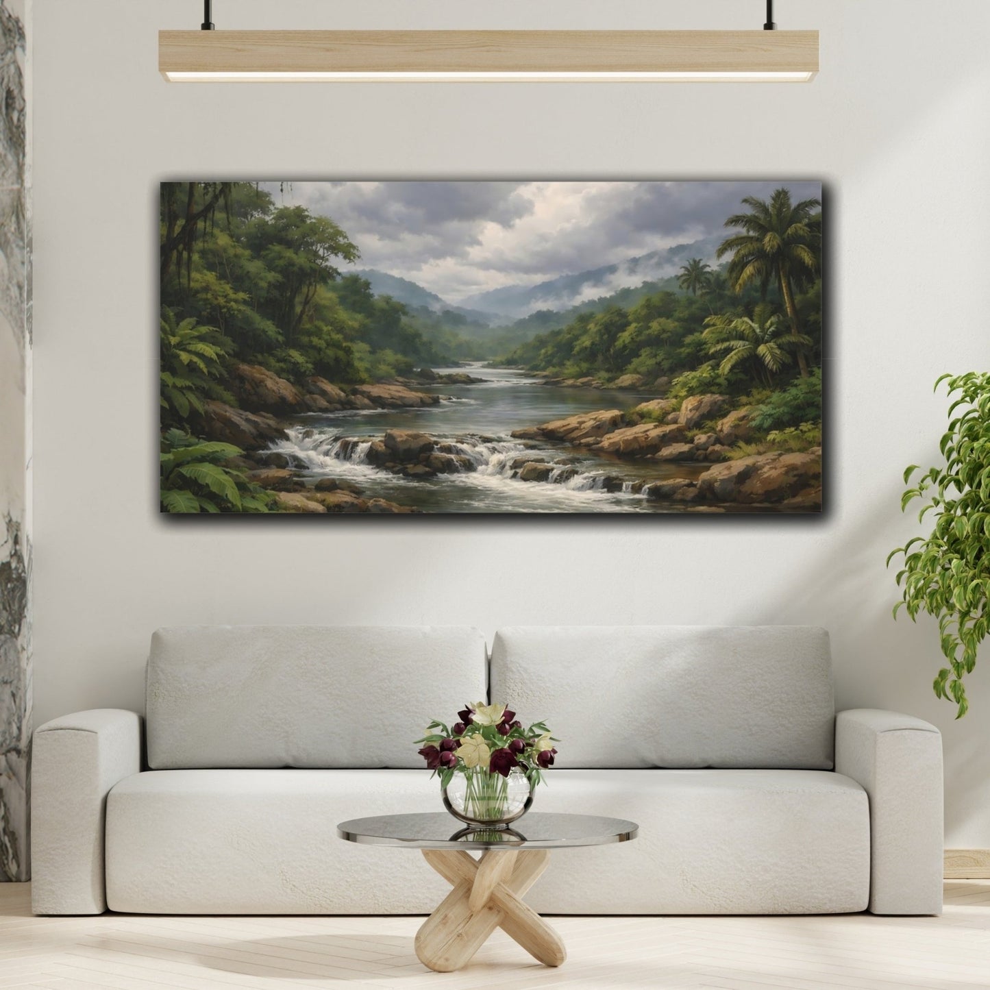 Nature Jungle River Landscape - Canvas Wall Art Print - YesArtYes