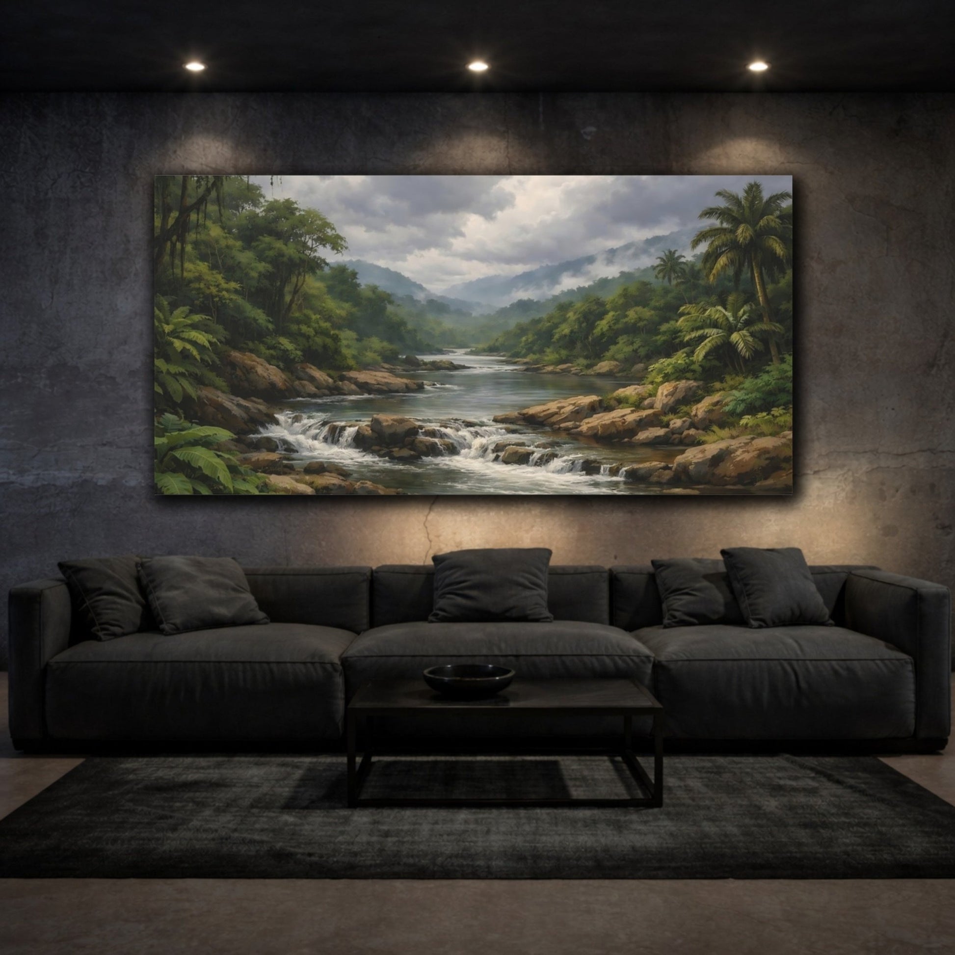 Nature Jungle River Landscape - Canvas Wall Art Print - YesArtYes