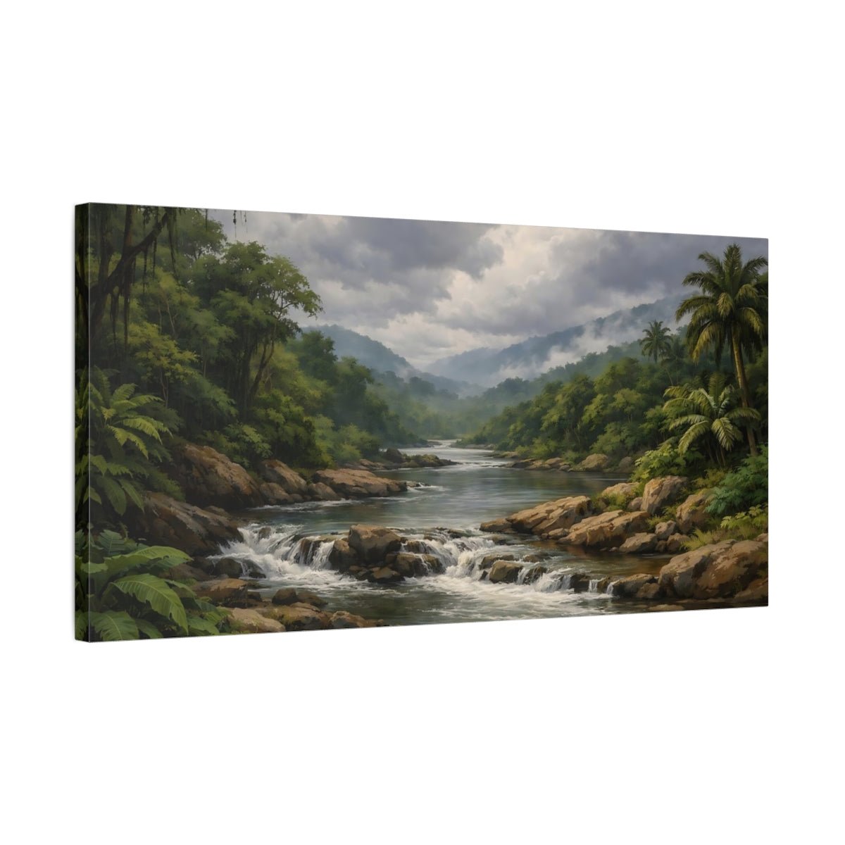 Nature Jungle River Landscape - Canvas Wall Art Print - YesArtYes