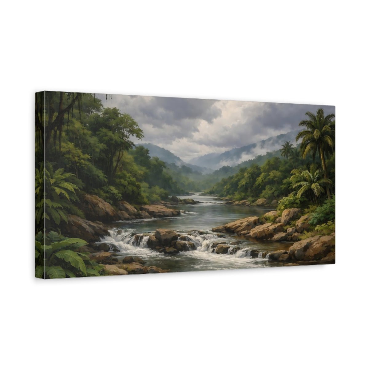 Nature Jungle River Landscape - Canvas Wall Art Print - YesArtYes