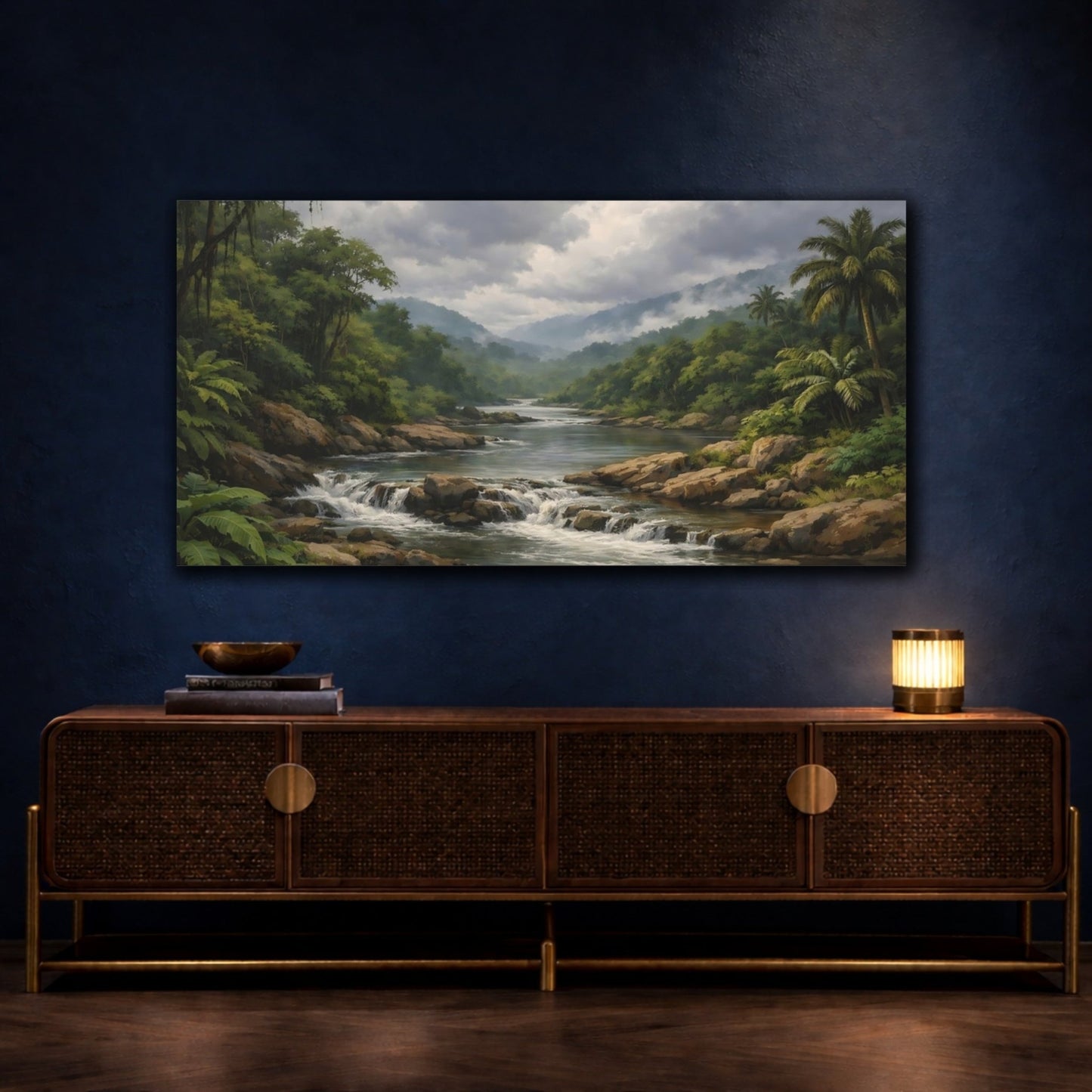 Nature Jungle River Landscape - Canvas Wall Art Print - YesArtYes