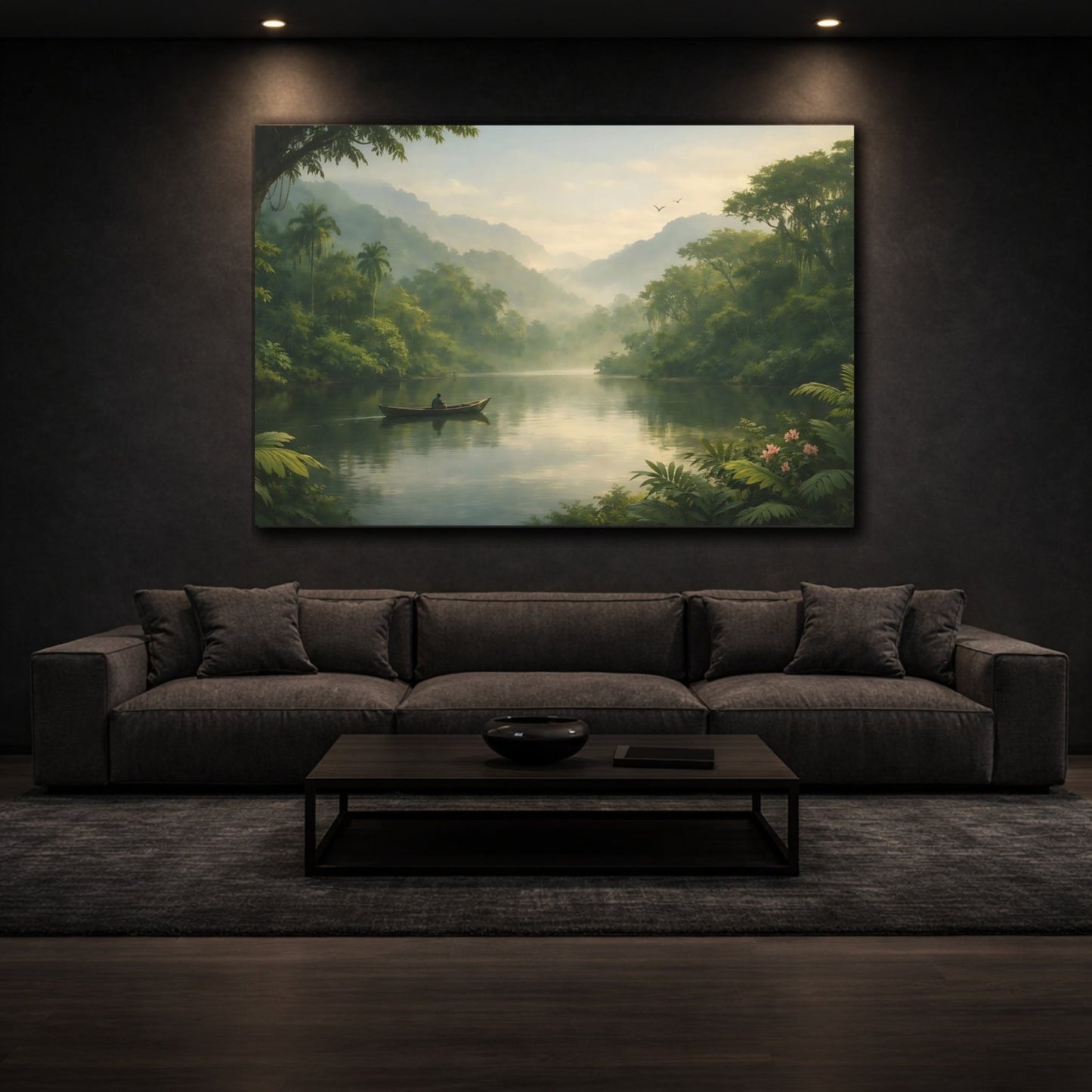 Nature Jungle River Misty Landscape - Canvas Wall Art Print - YesArtYes