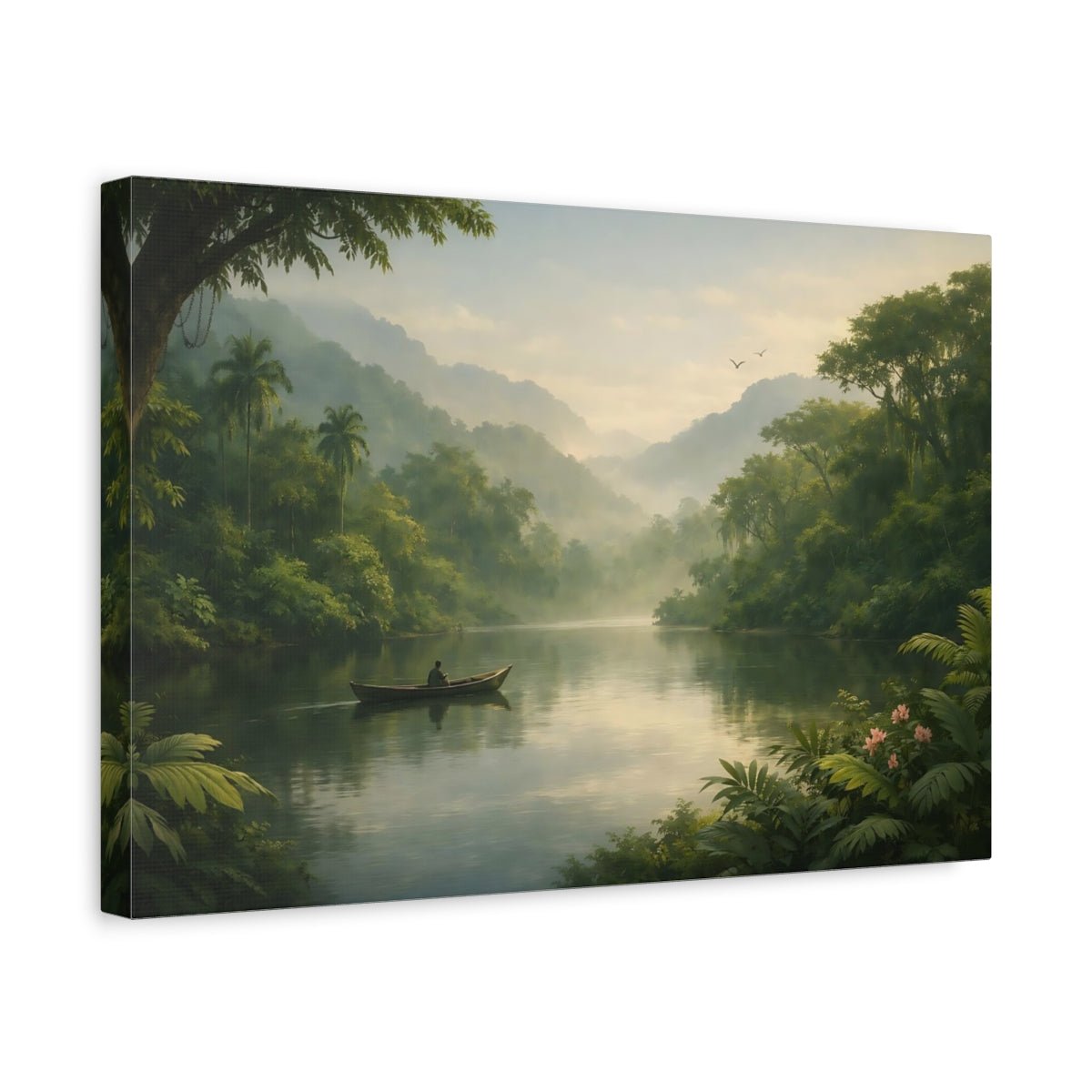 Nature Jungle River Misty Landscape - Canvas Wall Art Print - YesArtYes