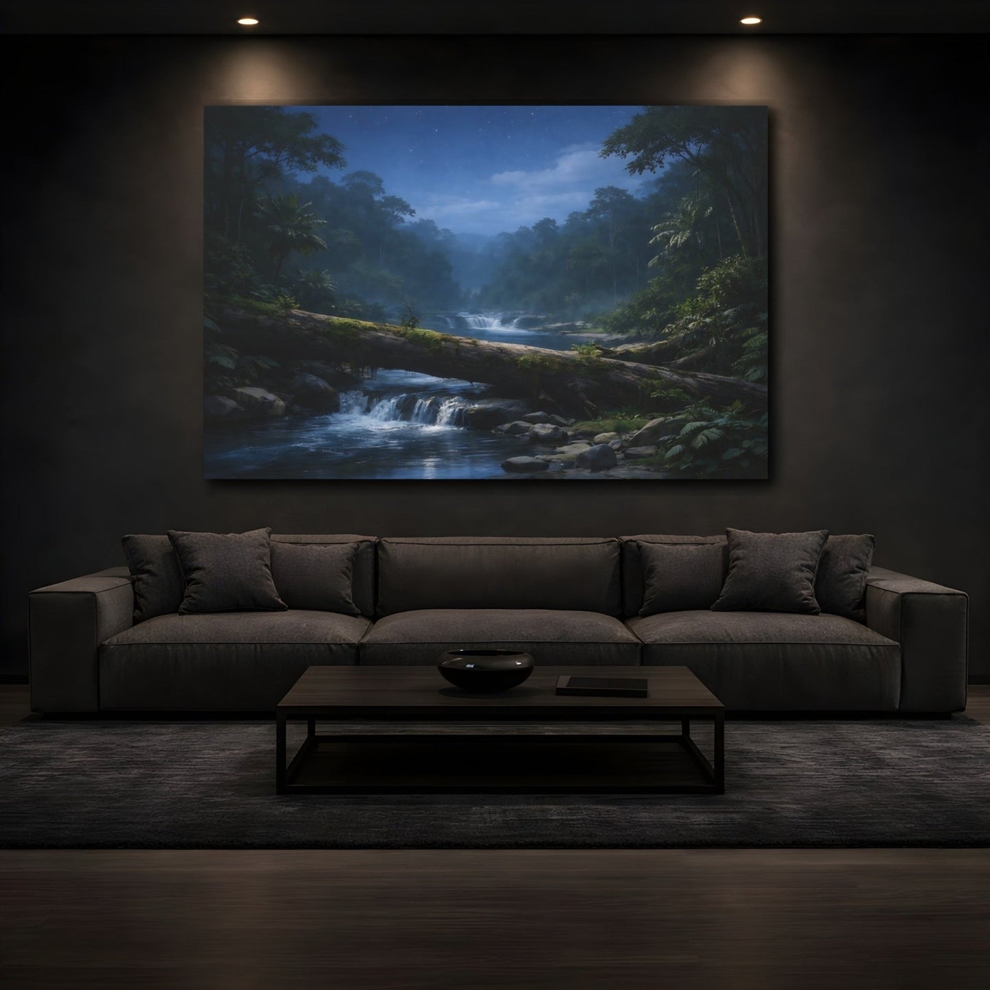 Nature Jungle River Night - Canvas Wall Art Print - YesArtYes