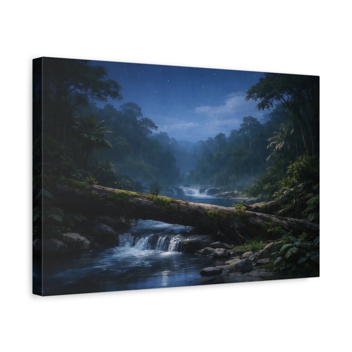 Nature Jungle River Night - Canvas Wall Art Print - YesArtYes