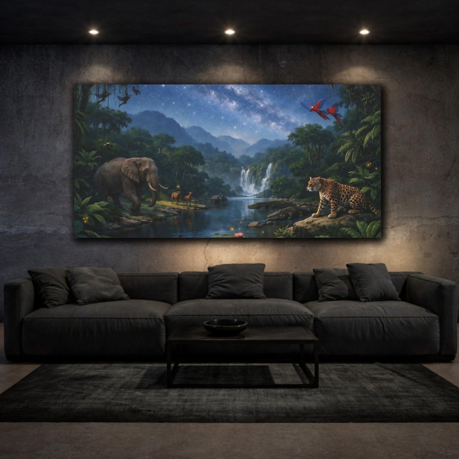 Nature Jungle Wildlife Night - Canvas Wall Art Print - YesArtYes