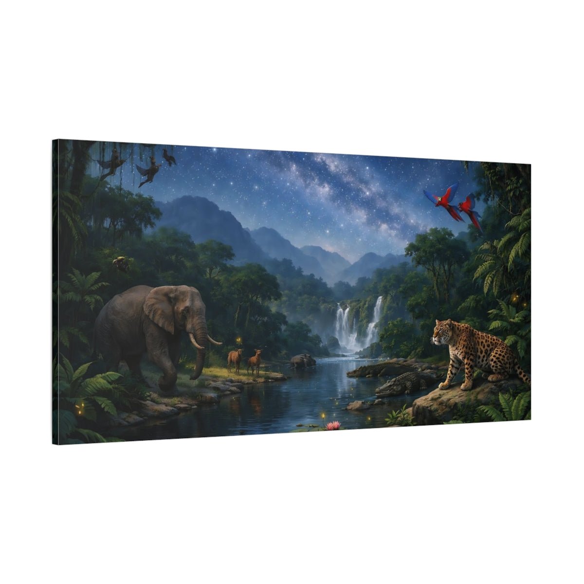 Nature Jungle Wildlife Night - Canvas Wall Art Print - YesArtYes