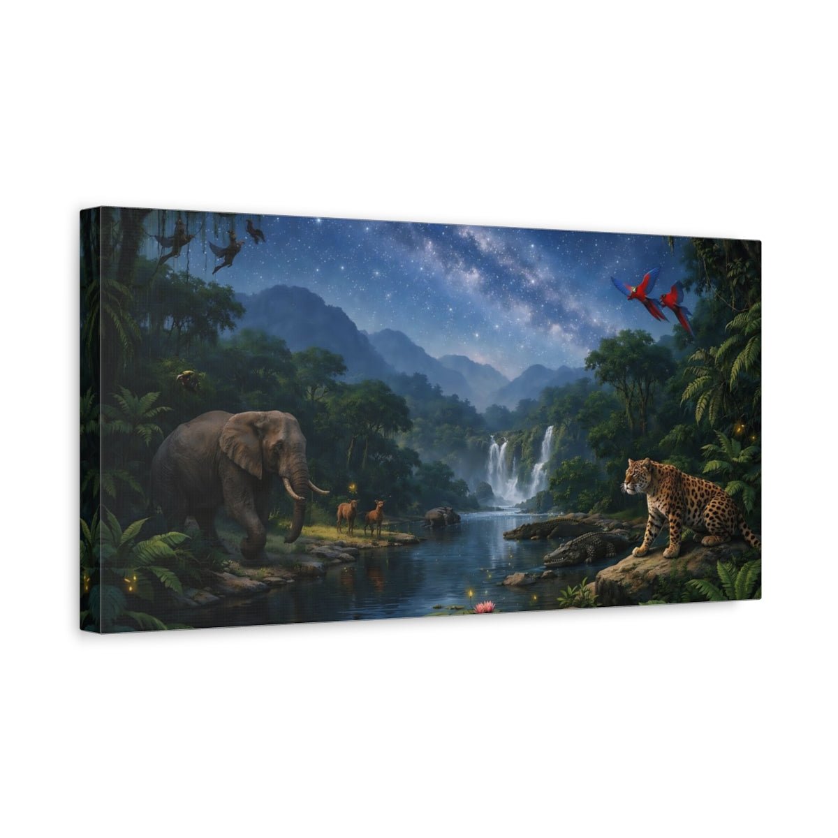 Nature Jungle Wildlife Night - Canvas Wall Art Print - YesArtYes