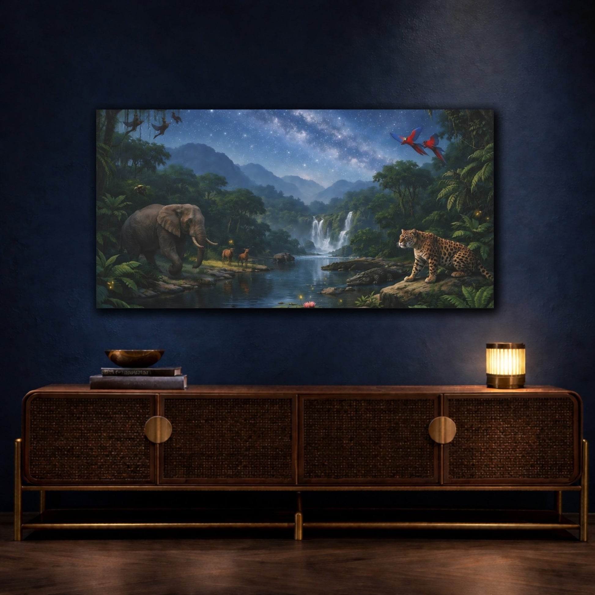 Nature Jungle Wildlife Night - Canvas Wall Art Print - YesArtYes