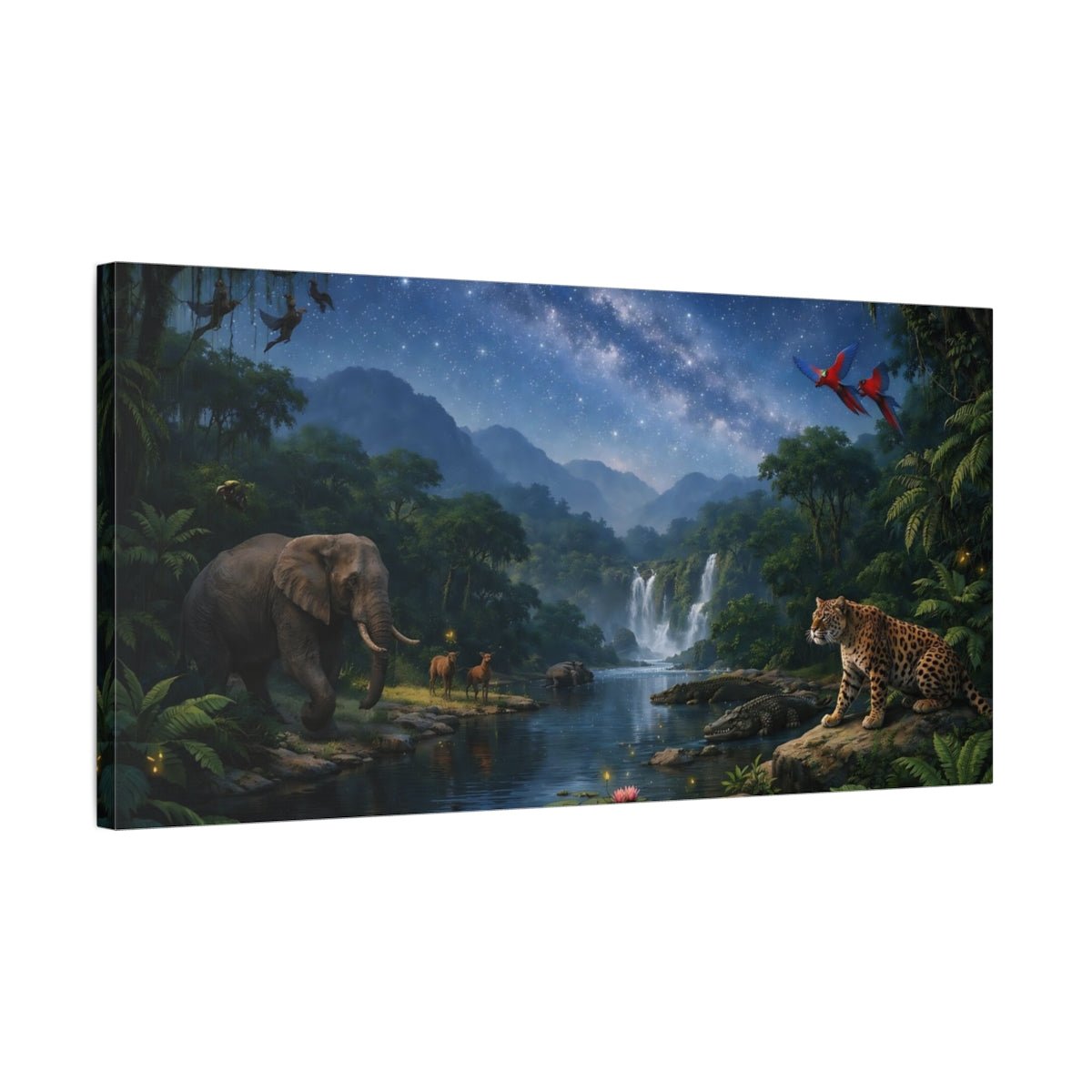 Nature Jungle Wildlife Night - Canvas Wall Art Print - YesArtYes