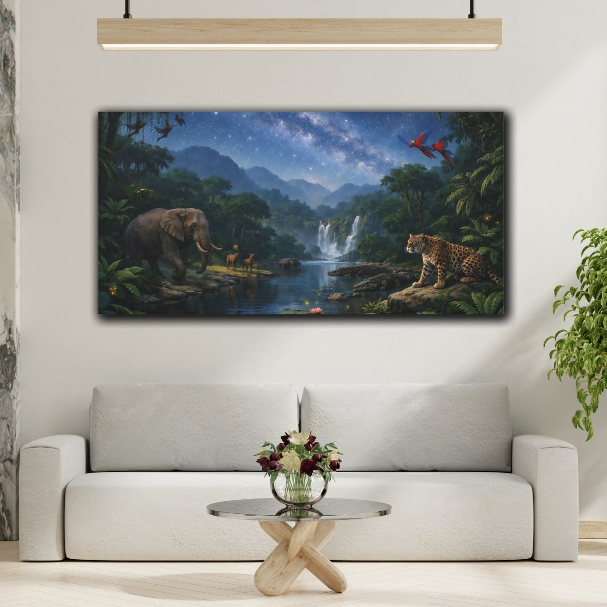 Nature Jungle Wildlife Night - Canvas Wall Art Print - YesArtYes