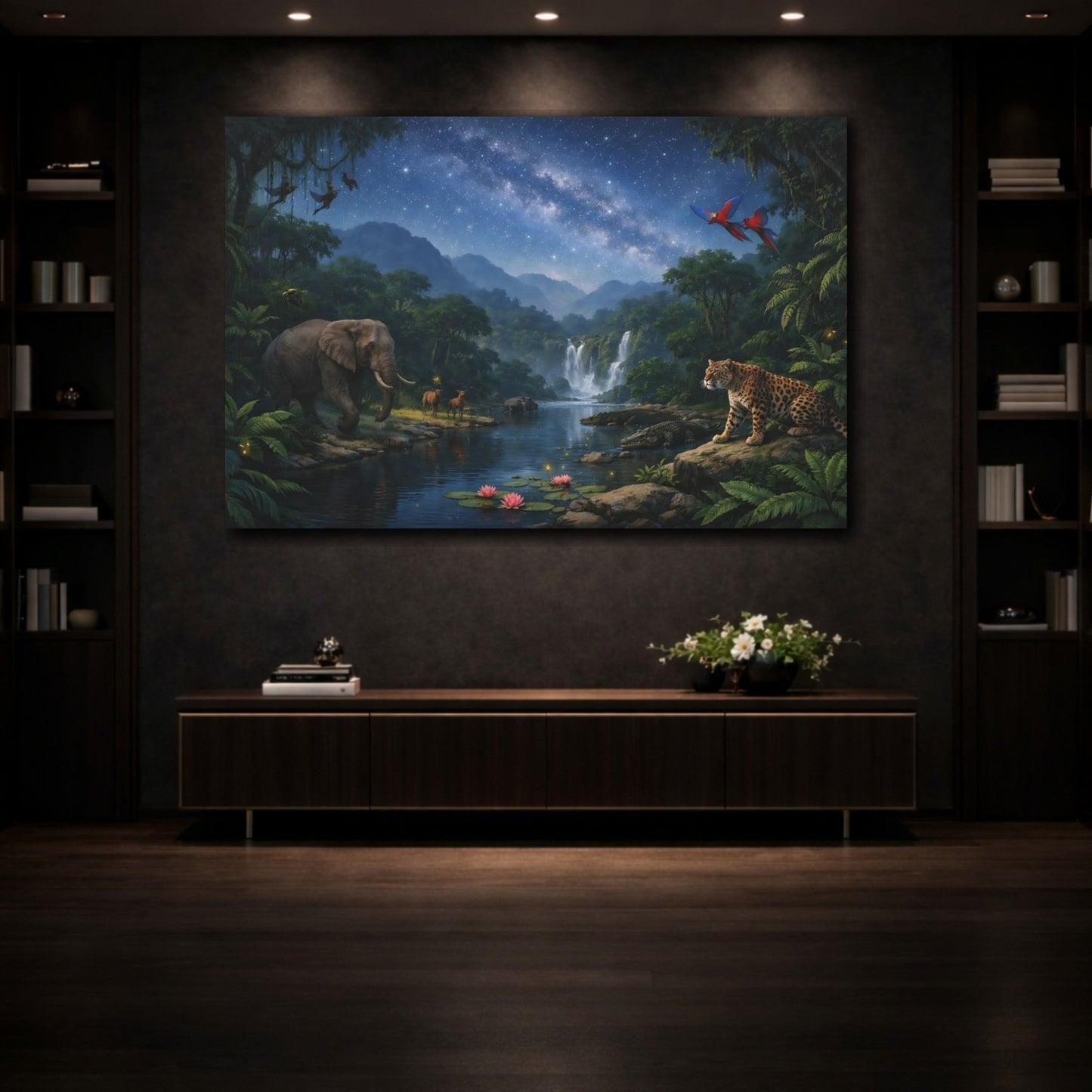 Nature Jungle Wildlife Starry Animals - Canvas Wall Art Print - YesArtYes