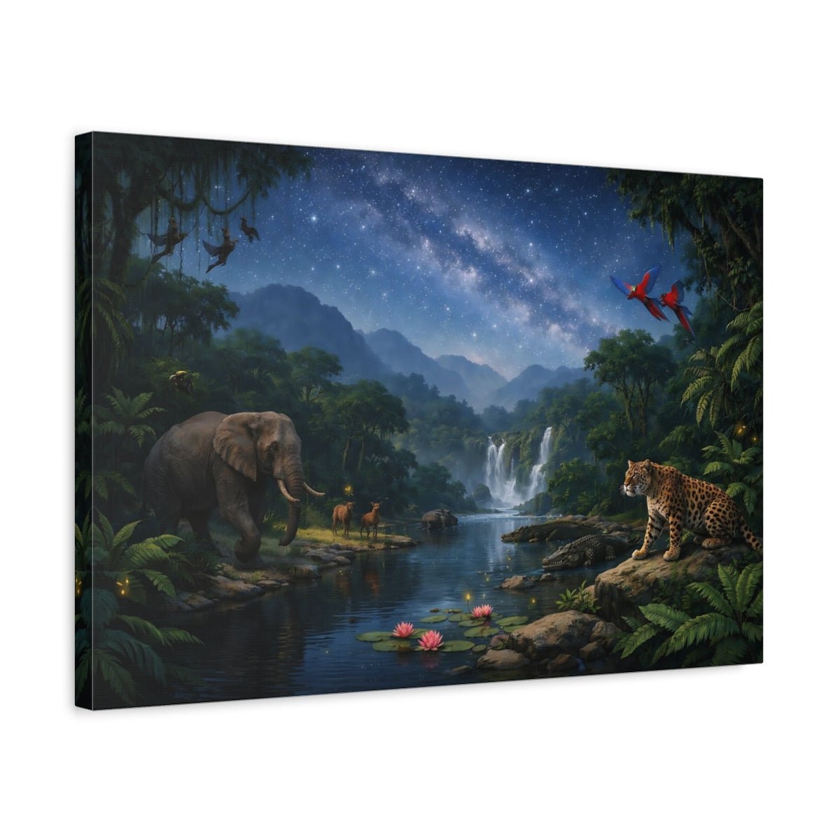 Nature Jungle Wildlife Starry Animals - Canvas Wall Art Print - YesArtYes