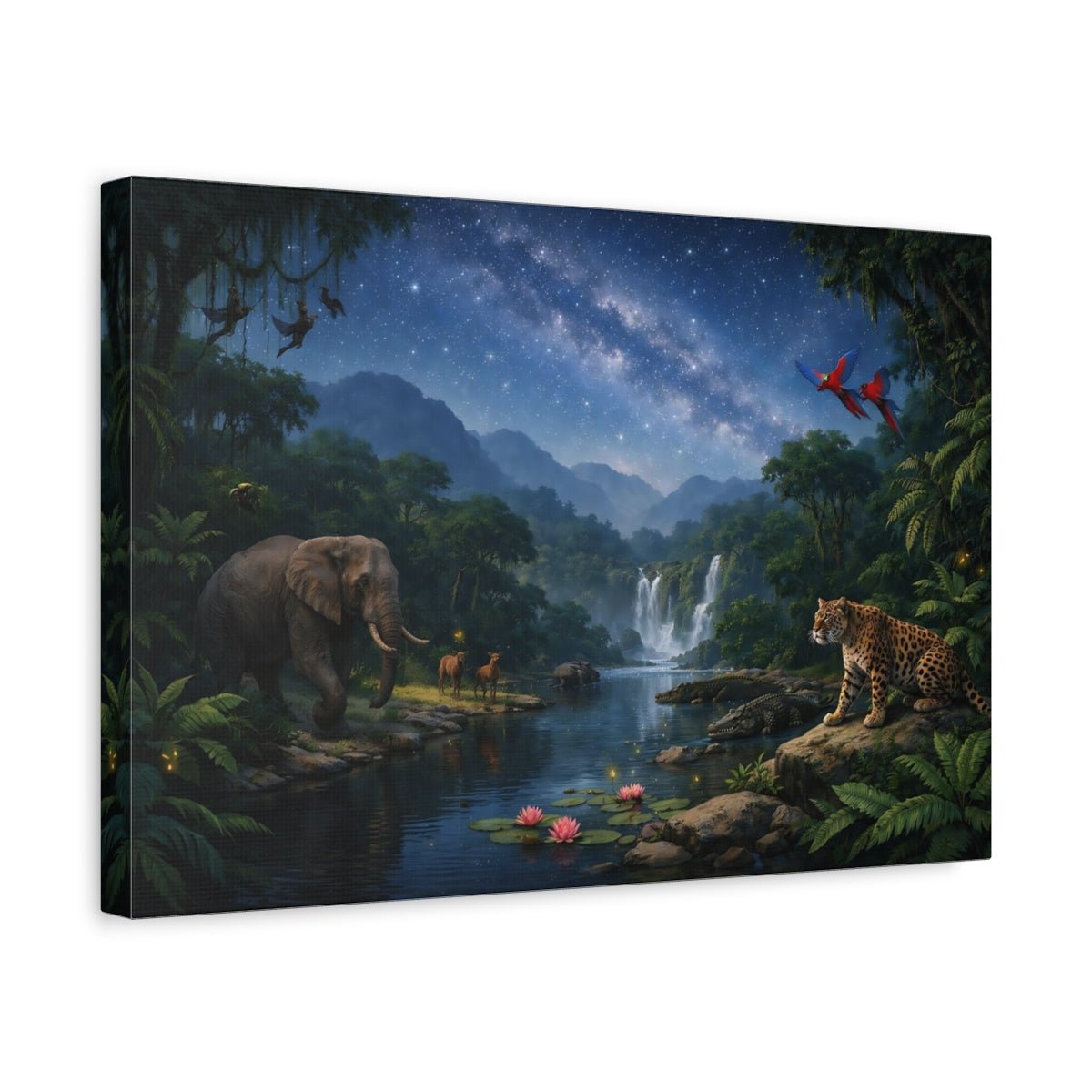 Nature Jungle Wildlife Starry Animals - Canvas Wall Art Print - YesArtYes